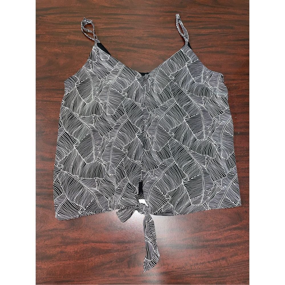 Sienna Sky Tie Front Black and White Tank Top